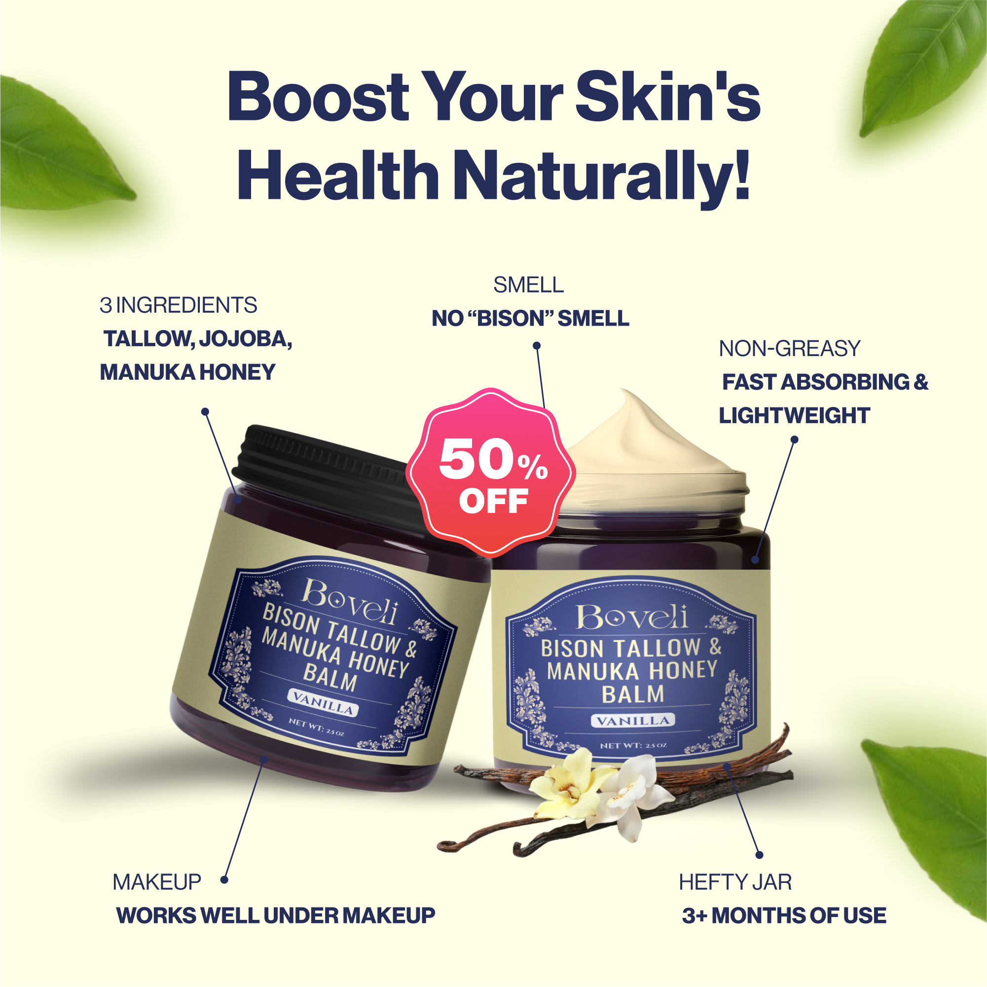 Boveli Bison Tallow & Manuka Honey Balm (50% OFF)